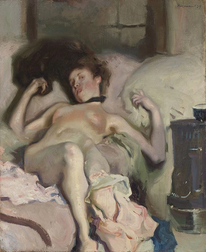 Hugo von Habermann - Modella sdraiata nuda, Bavarian State Painting Collections